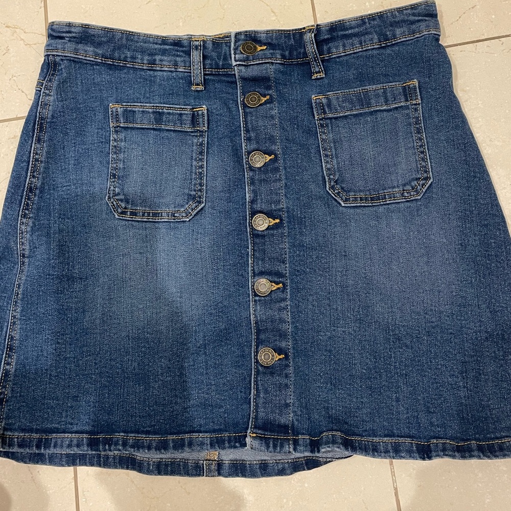 Soft jean button down skirt